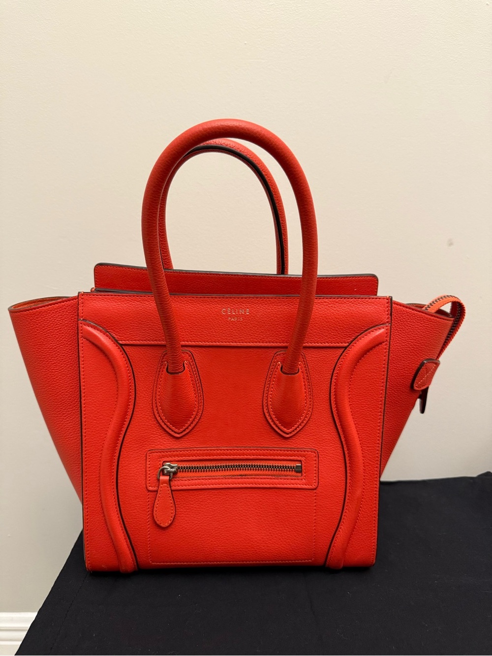 Celine Orange-Red Mini Luggage Tote Medium